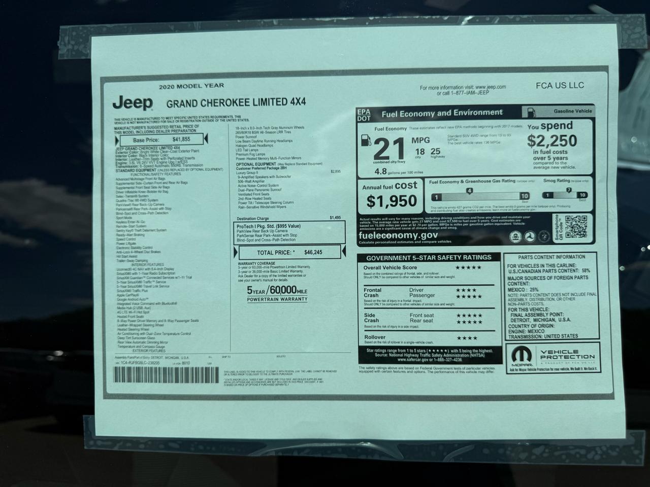 Jeep Grand Cherokee Limited 4WD 2020