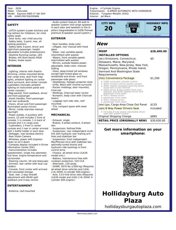 Chevrolet Equinox AWD 4dr LT 2016