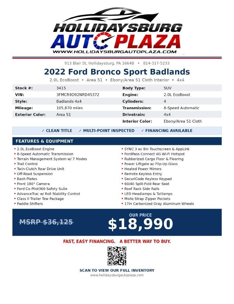 Ford Bronco Sport Badlands 4x4 2022