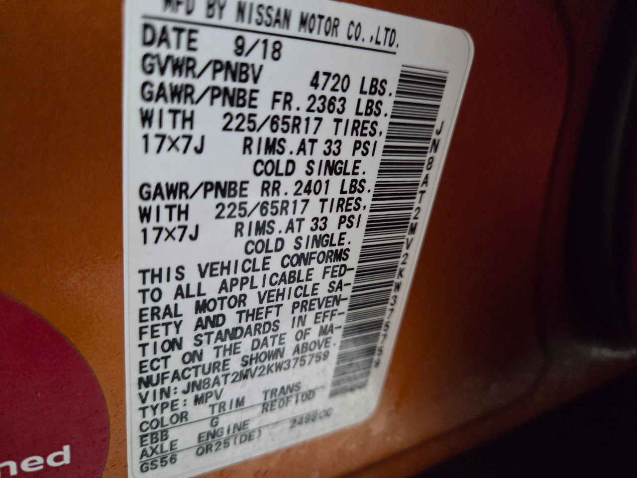 Nissan Rogue SV AWD 2019