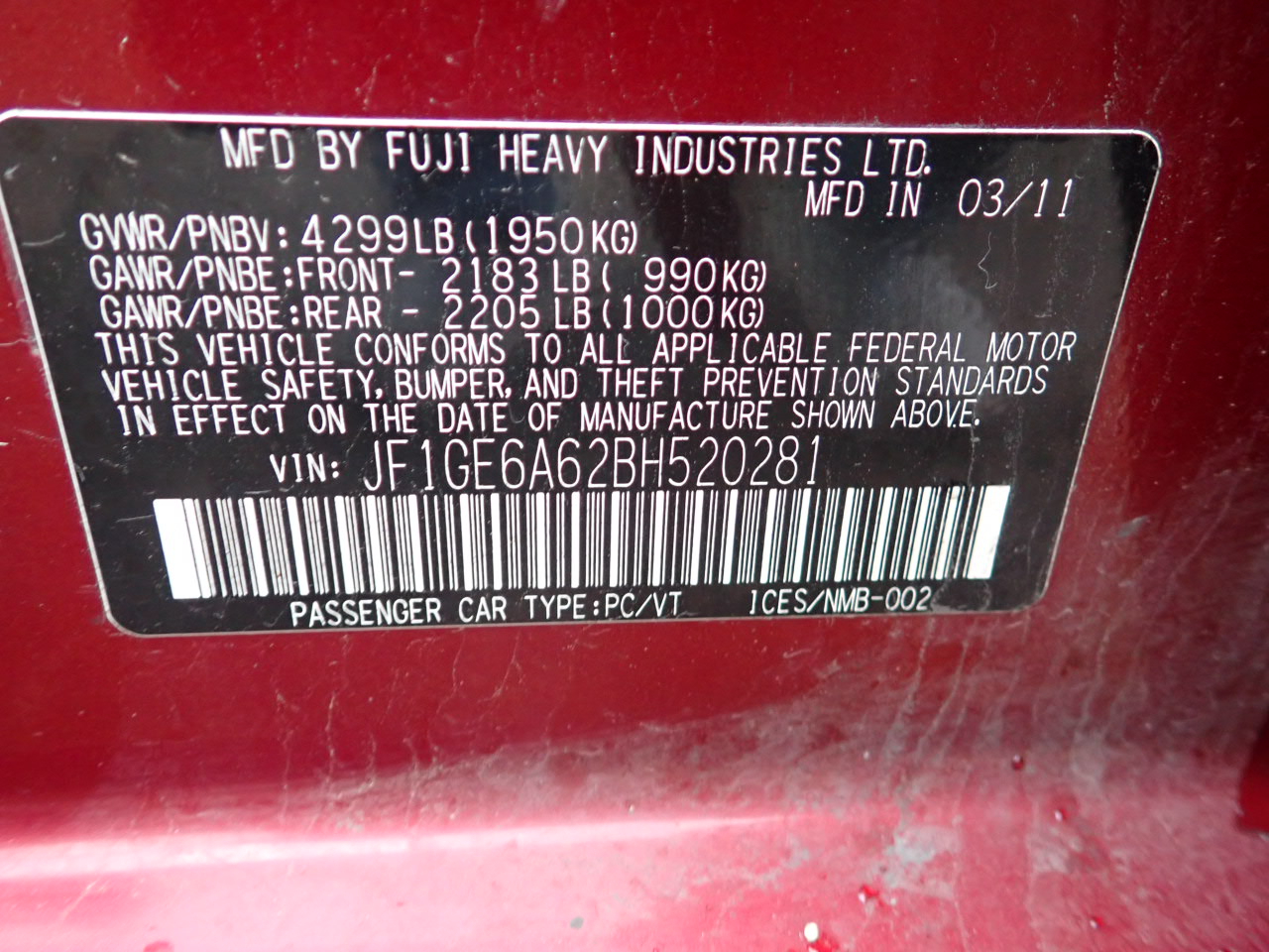 Subaru Impreza 2.5i 4-Door 2011