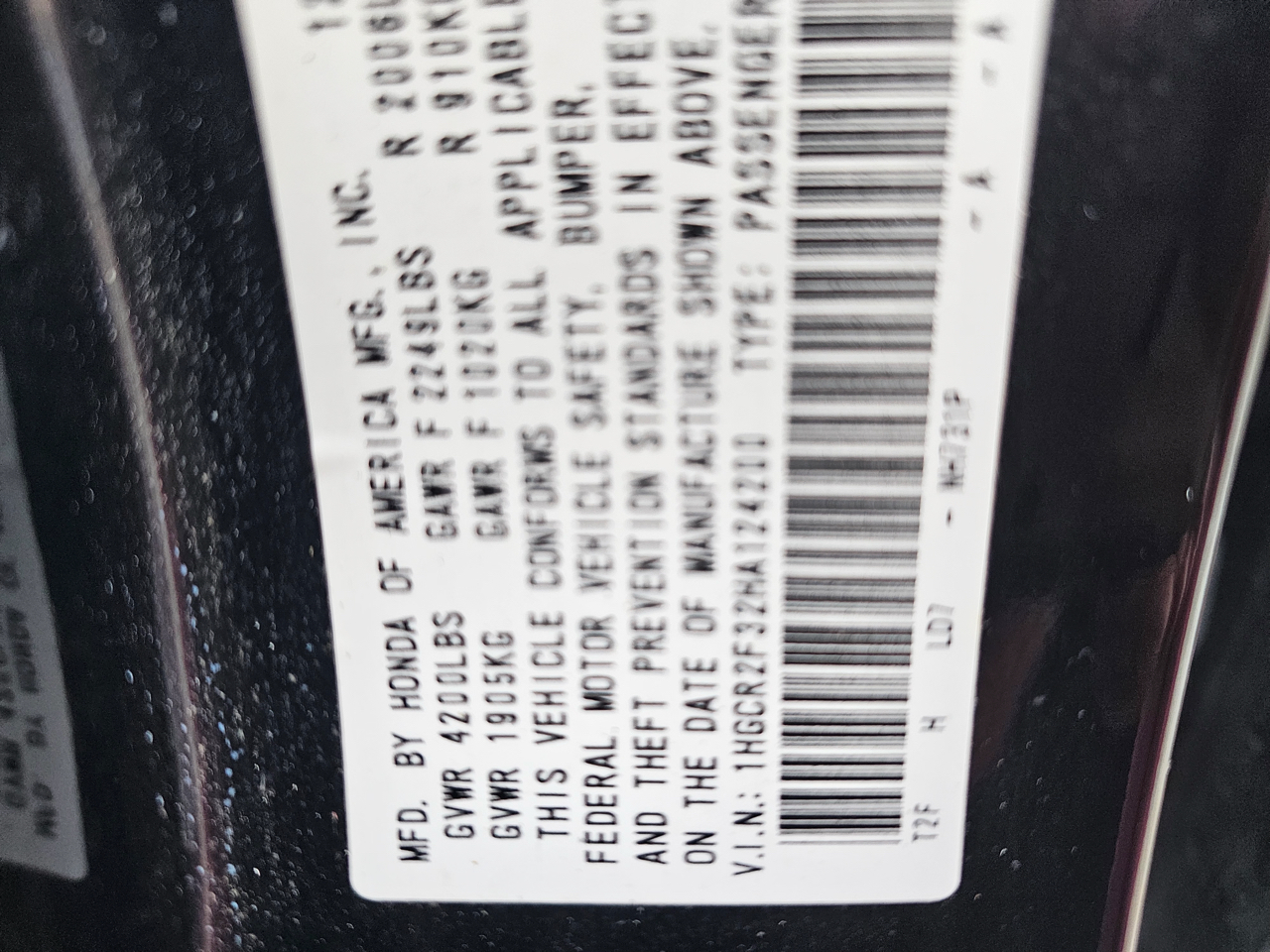 Honda Accord 4dr Sedan Auto 2017