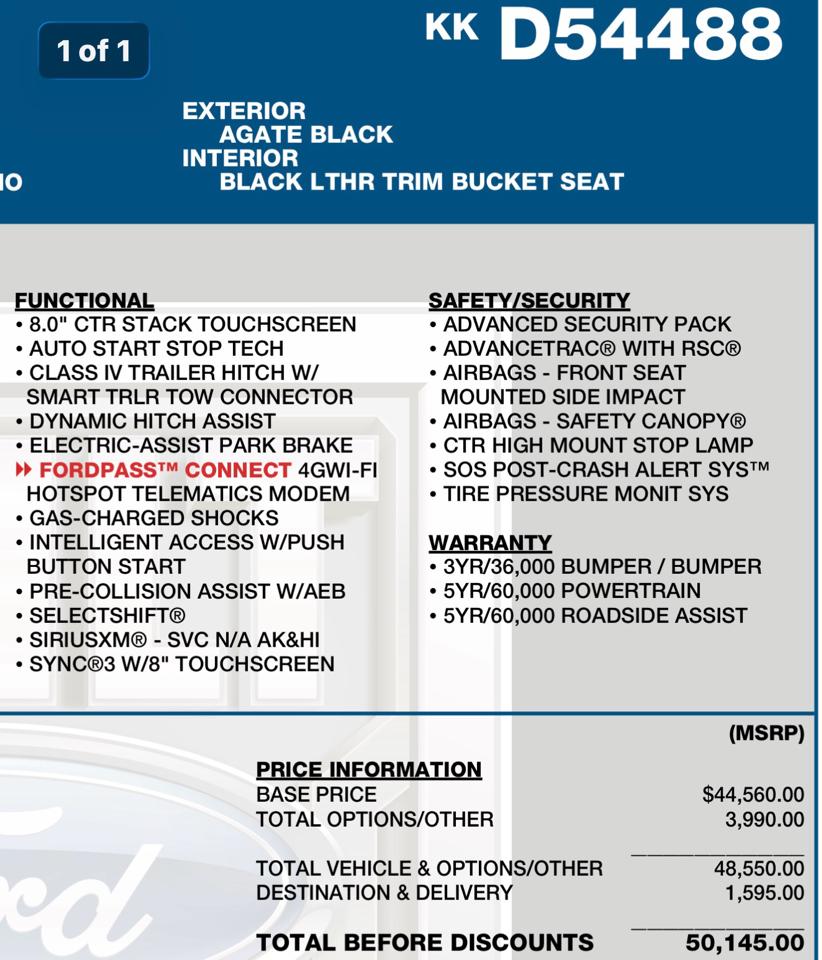 Ford F-150 2WD SuperCrew 145" Lariat 2019