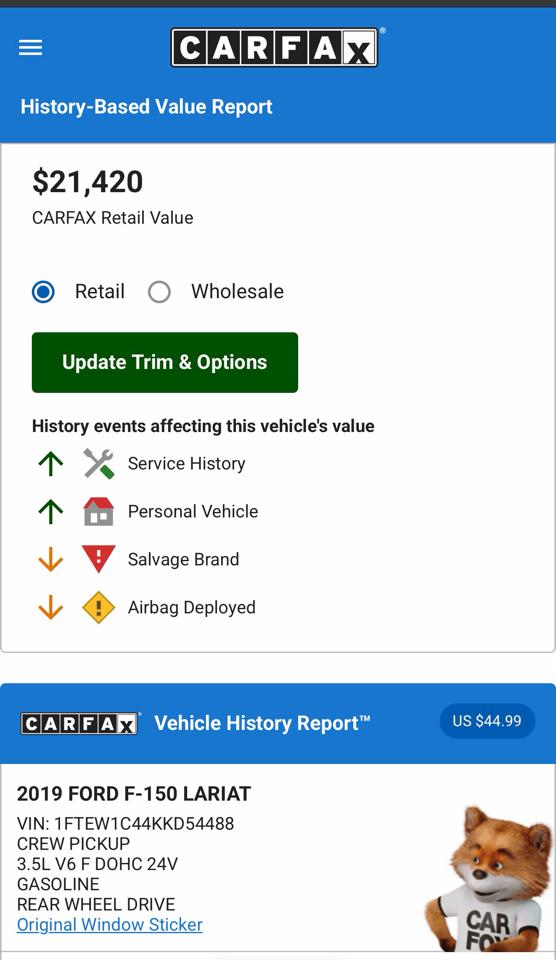 Ford F-150 2WD SuperCrew 145" Lariat 2019