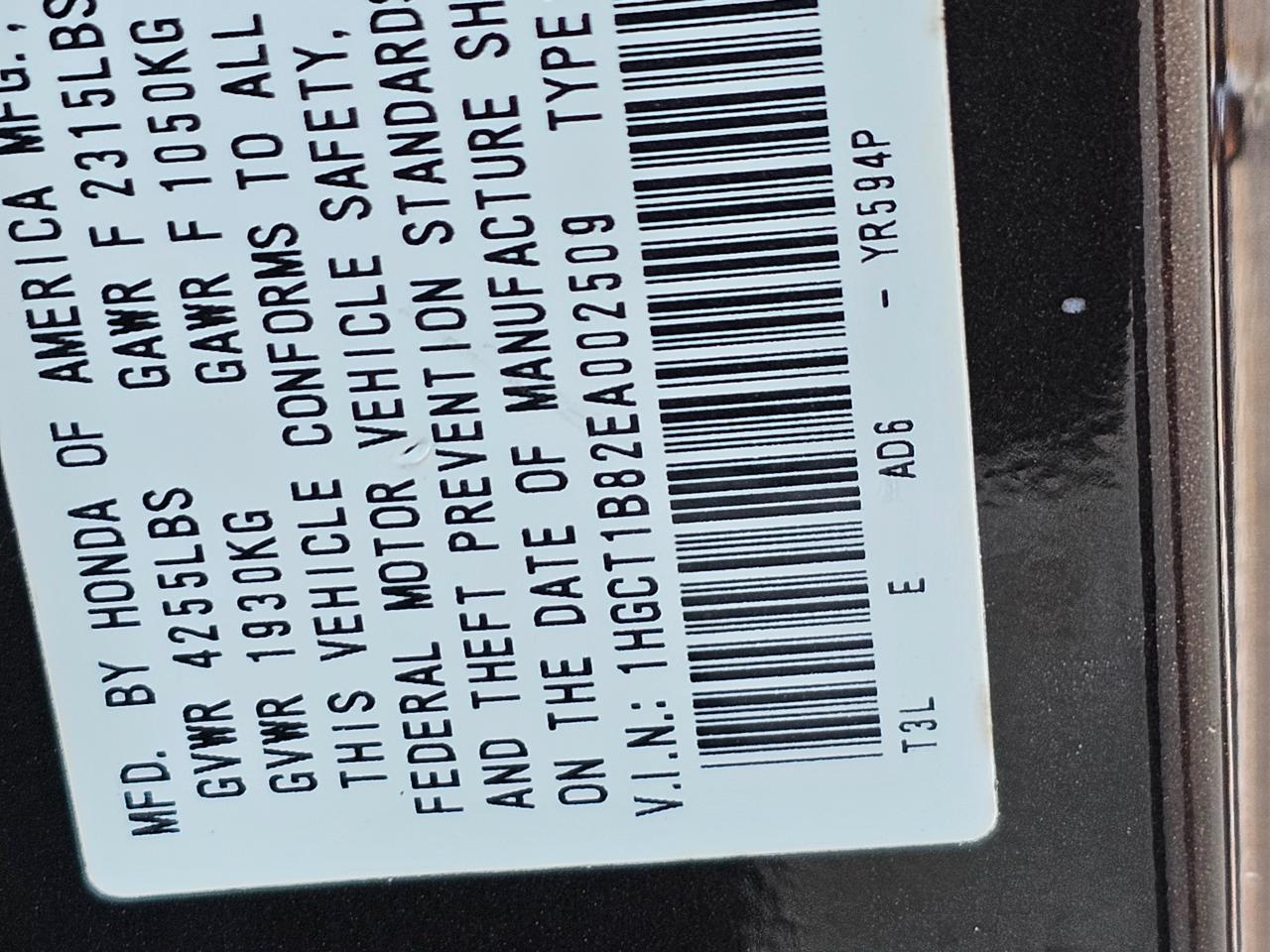 Honda Accord EX-L Coupe CVT 2014