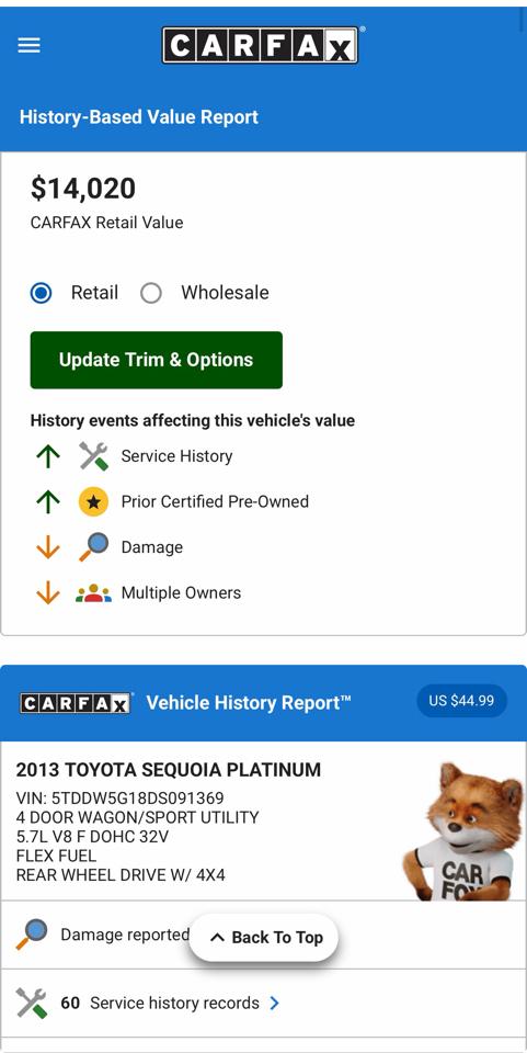 Toyota Sequoia Plantium 4WD FFV 2013