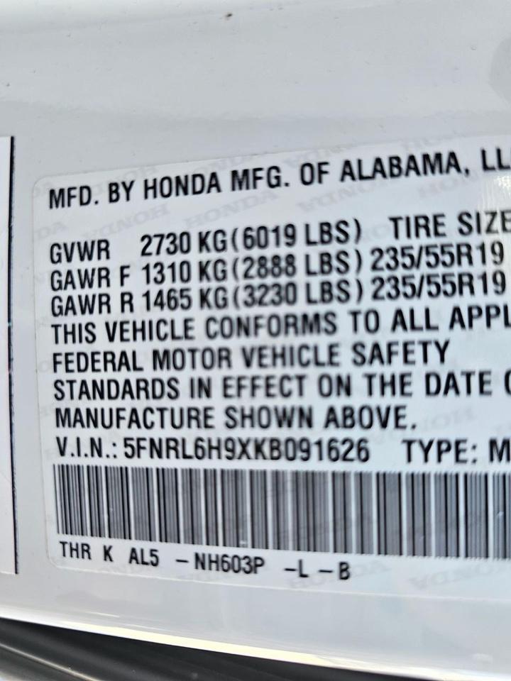 Honda Odyssey Elite 2019