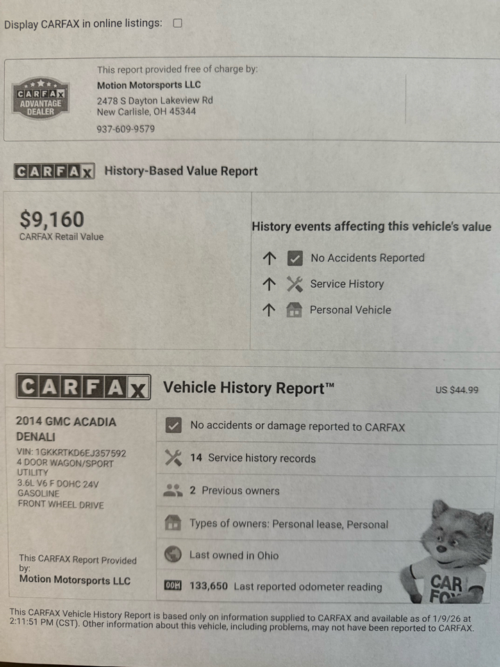 GMC Acadia Denali FWD 2014