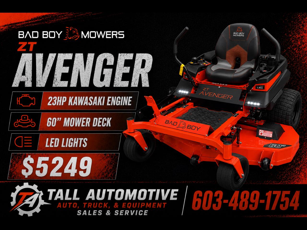 2026 Bad Boy Mowers ZT 60in Avenger Kawasaki FR691 23HP