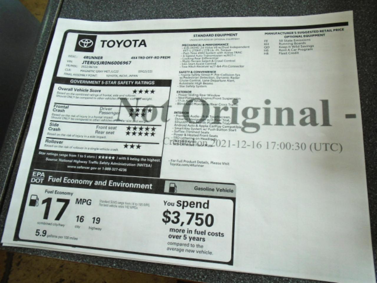 Toyota 4Runner TRD Off Road Premium 4WD (Natl) 2022