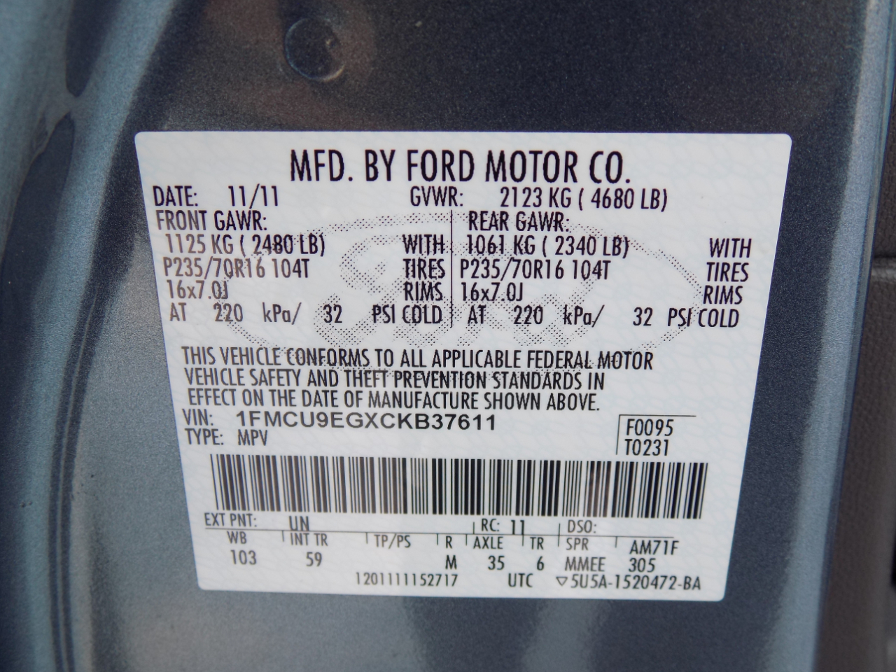 Ford Escape Limited 4WD 2012