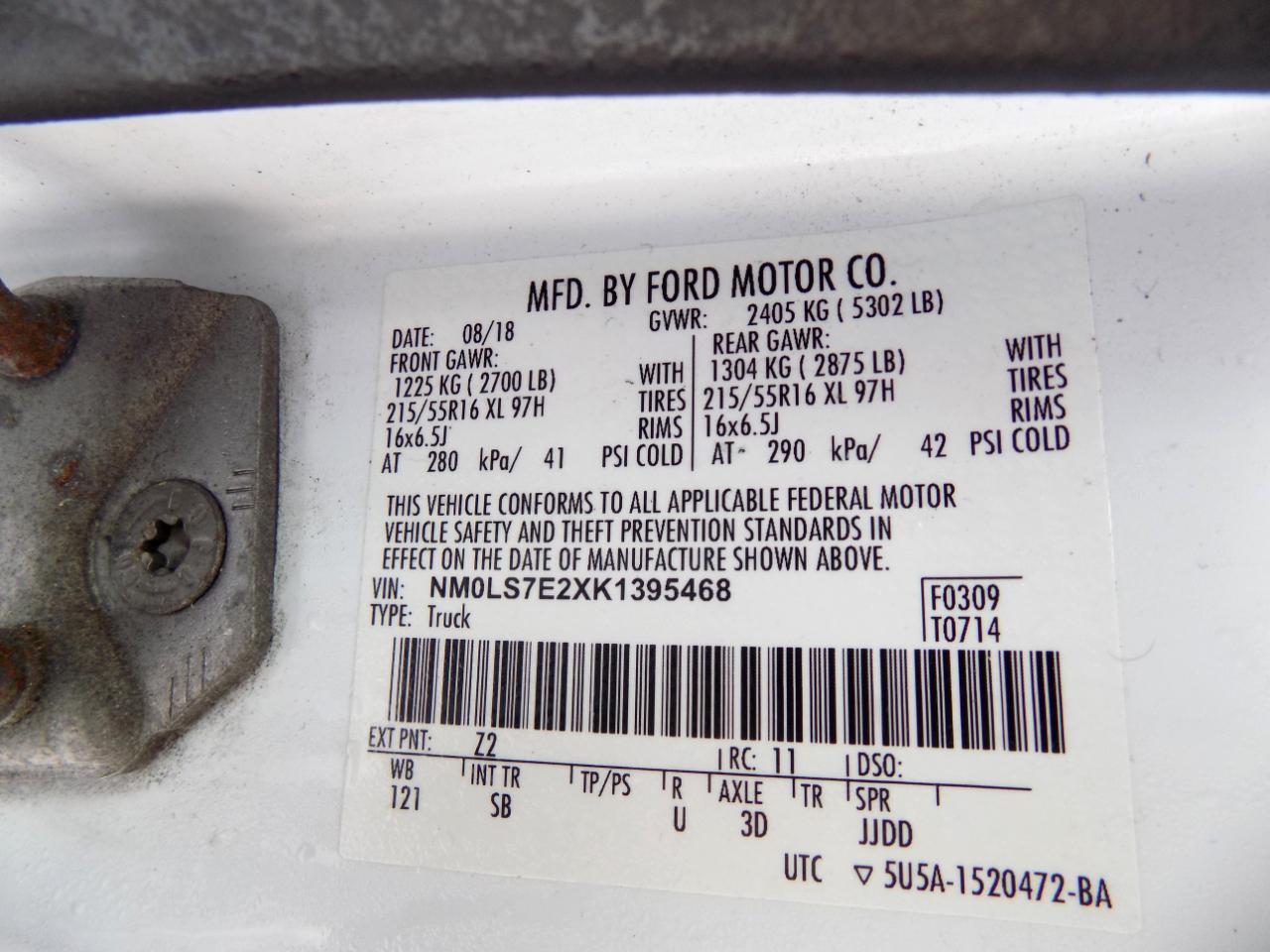 Ford Transit Connect Cargo Van XL LWB w/Rear 180 Degree Door 2019