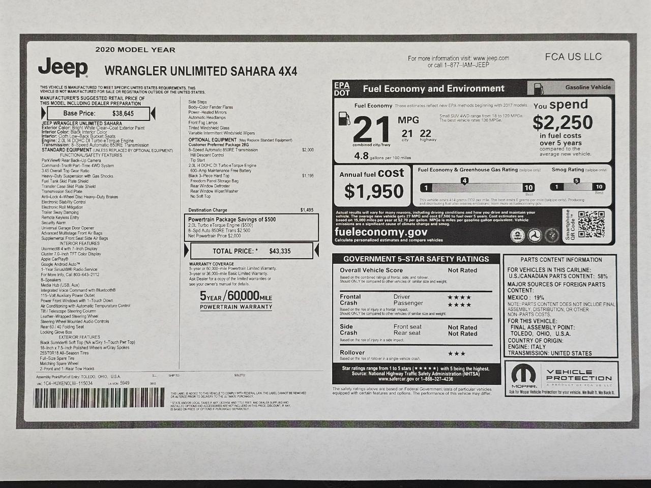 Jeep Wrangler Unlimited North Edition 2020