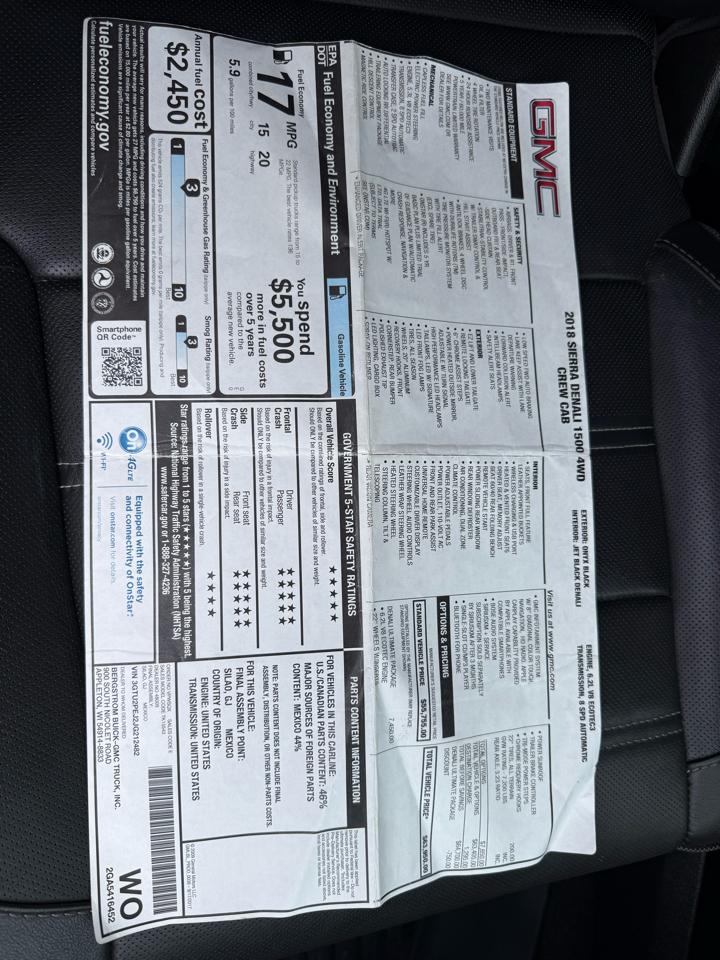 GMC Sierra 1500 4WD Crew Cab 143.5" Denali 2018