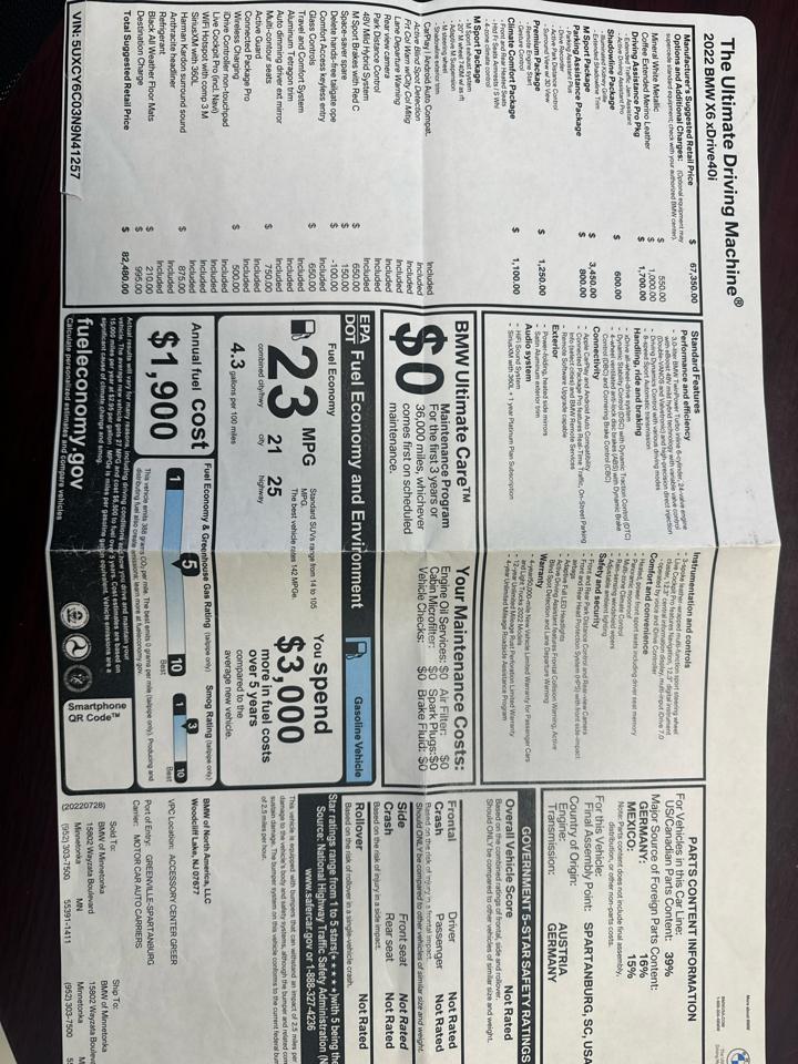 BMW X6 xDrive40i Sports Activity Coupe 2022