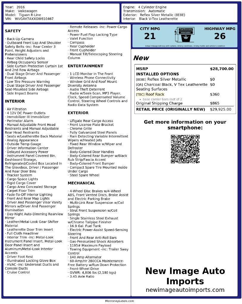 Volkswagen Tiguan 2WD 4dr Auto S 2016