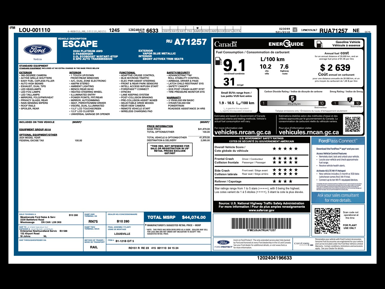 Ford Escape Platinum AWD 2024