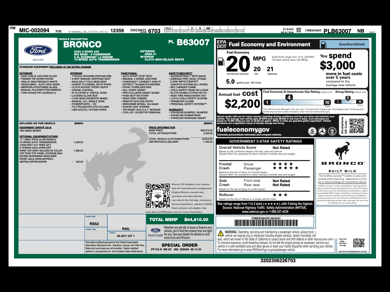 Ford Bronco Big Bend 4 Door 4x4 2023