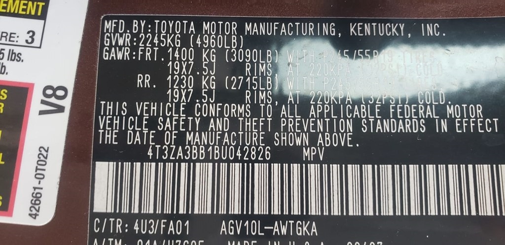 Toyota Venza FWD I4 2011