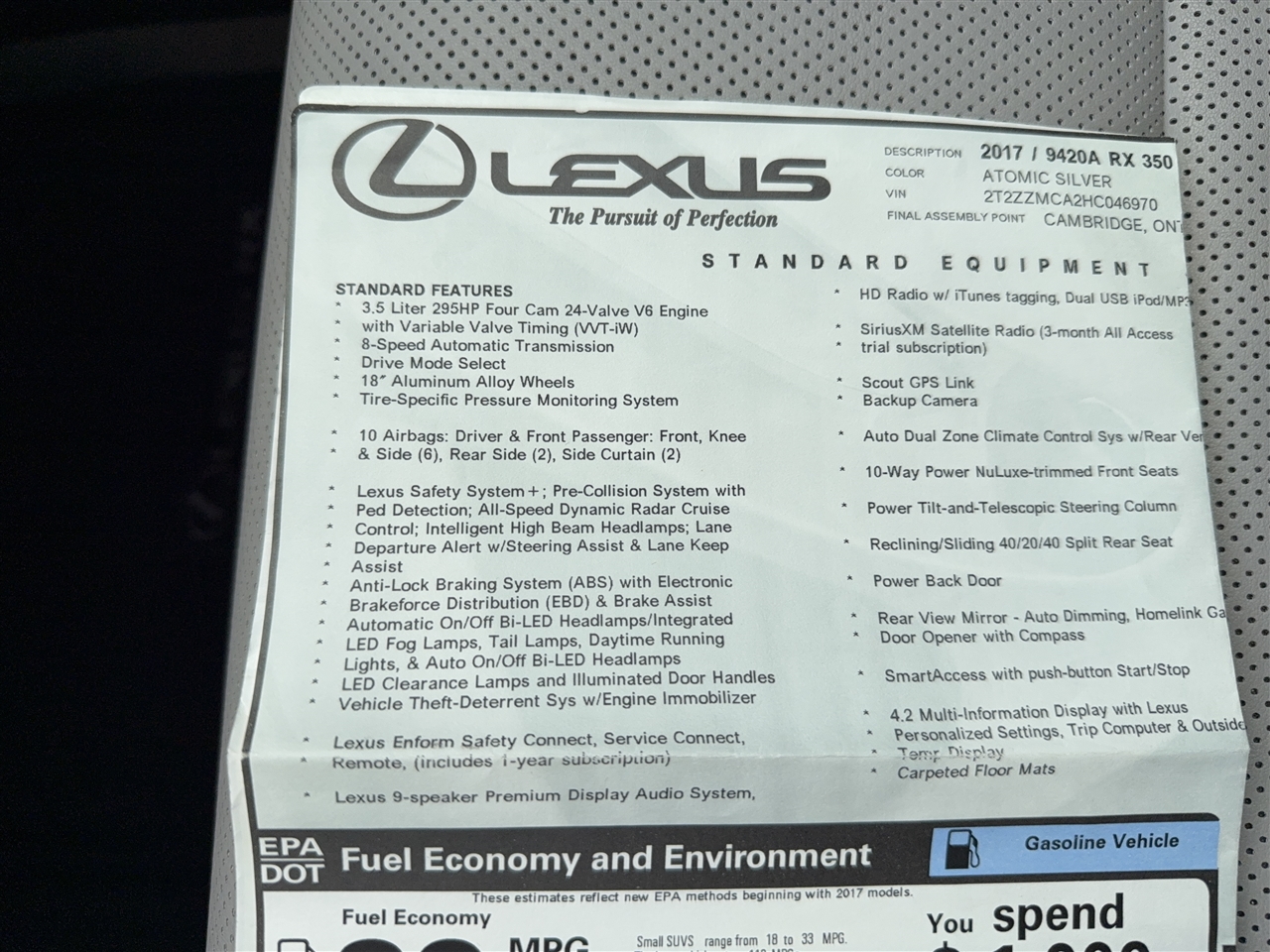 Lexus RX 350 F SPORT 2017