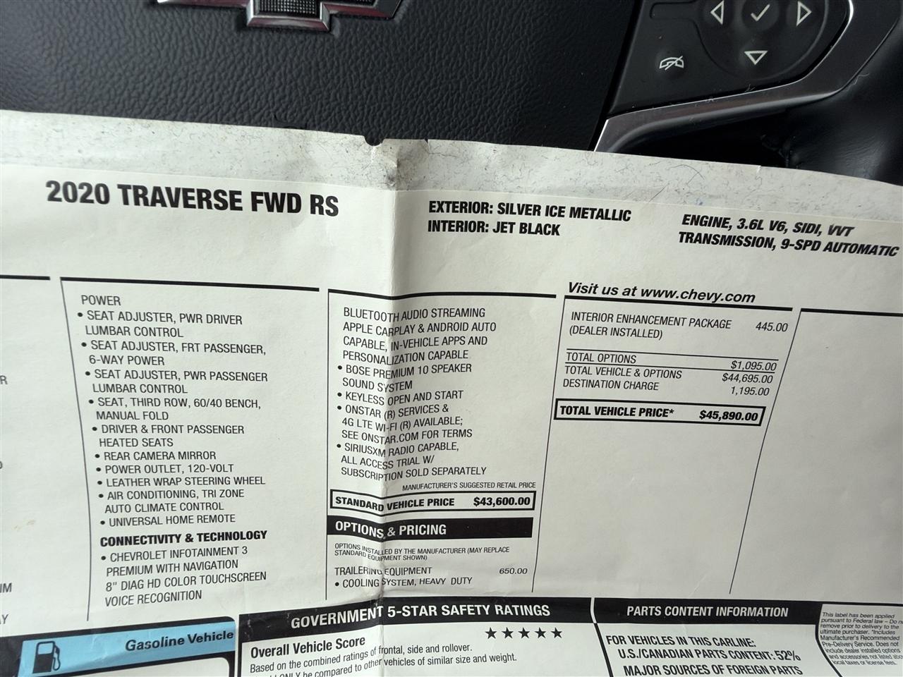 2020 Chevrolet Traverse - $19,000