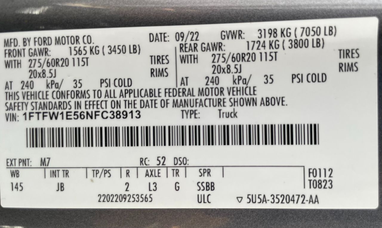 Ford F-150 XL SuperCrew 6.5-ft. Bed 4WD 2022 Ford F-150 XL SuperCrew 6.5-ft. Bed 4WD 2022