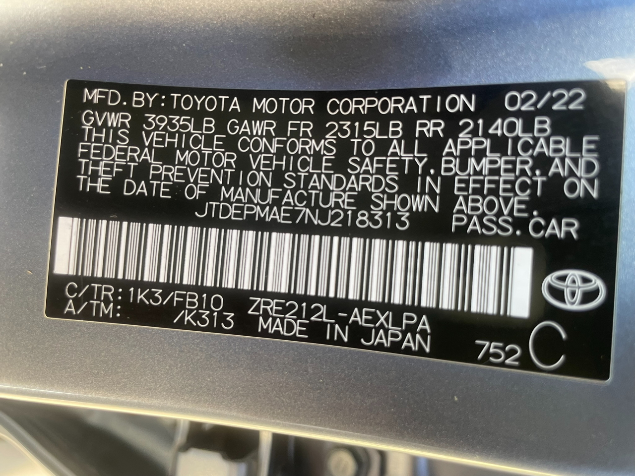 Toyota Corolla LE 2022