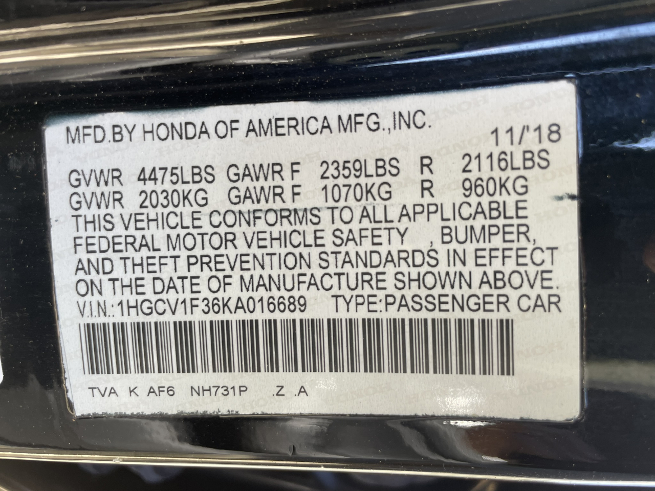 Honda Accord Sport CVT 2019