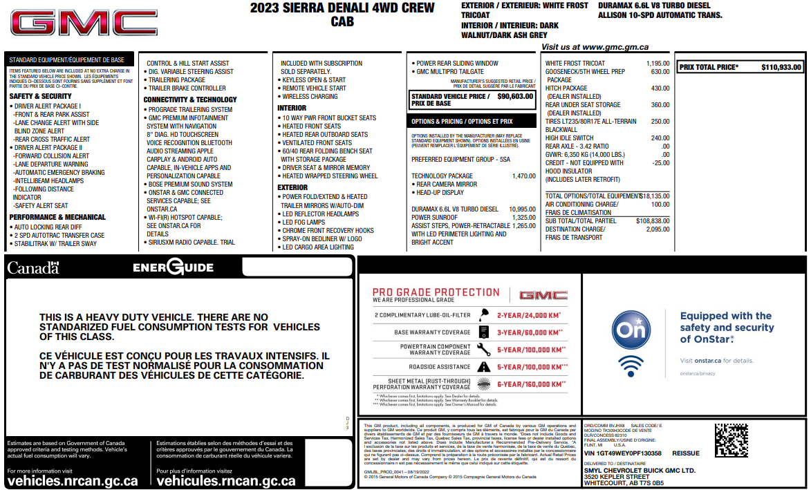 GMC Sierra 3500HD Denali Crew Cab Long Box 4WD 2023