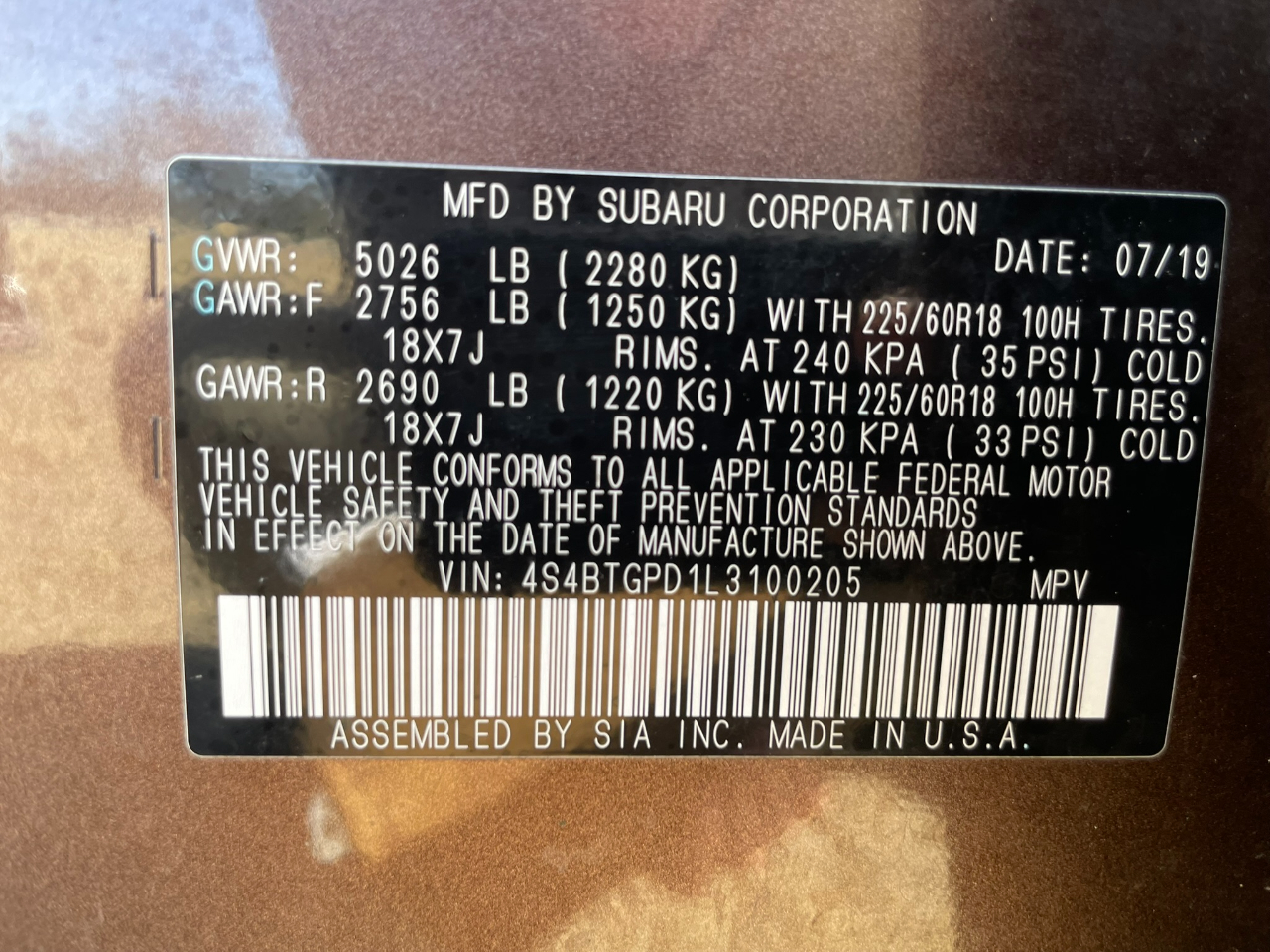 Subaru Outback Touring XT 2020