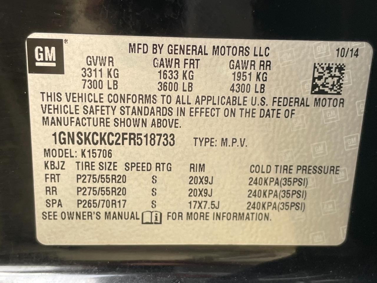 Chevrolet Tahoe 4WD 4dr Z71 2015