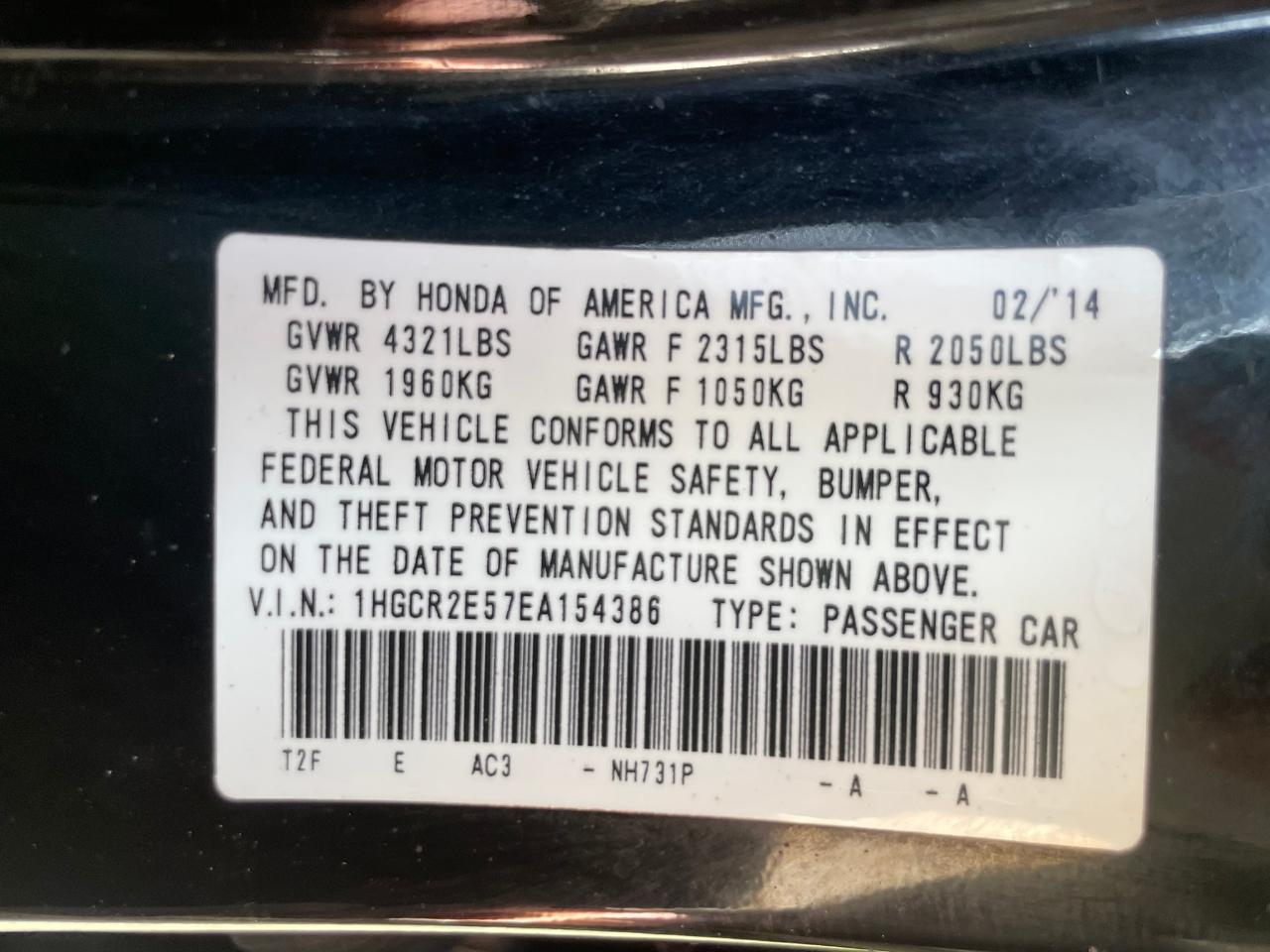 Honda Accord Sport Sedan 6-Spd MT 2014