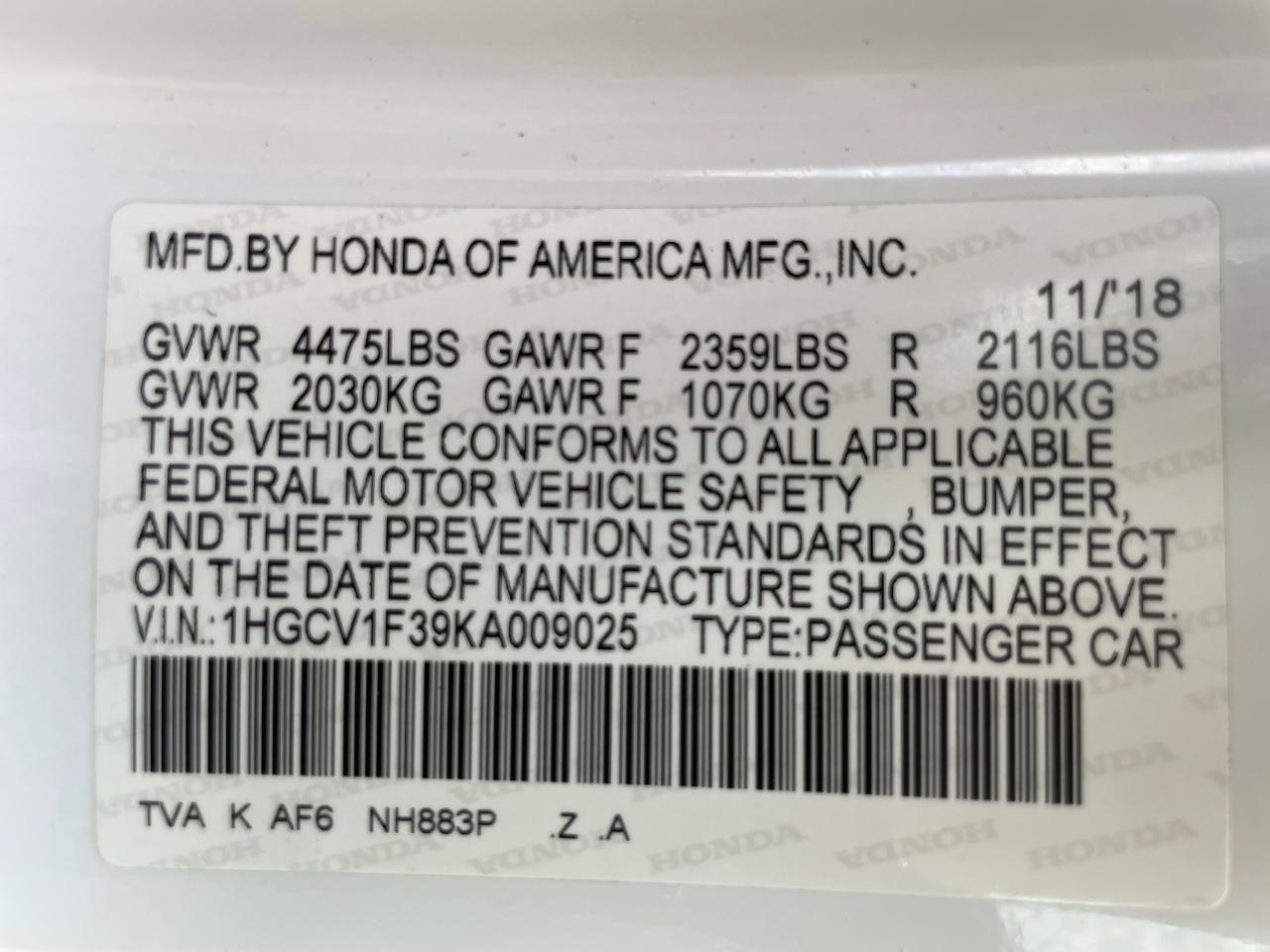 Honda Accord Sport CVT 2019