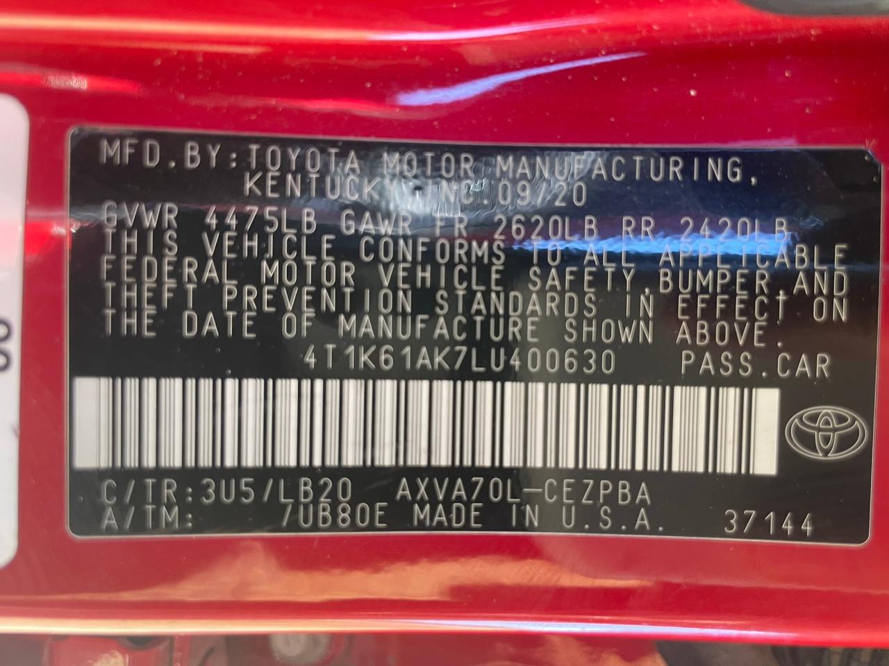 Toyota Camry XSE 2020