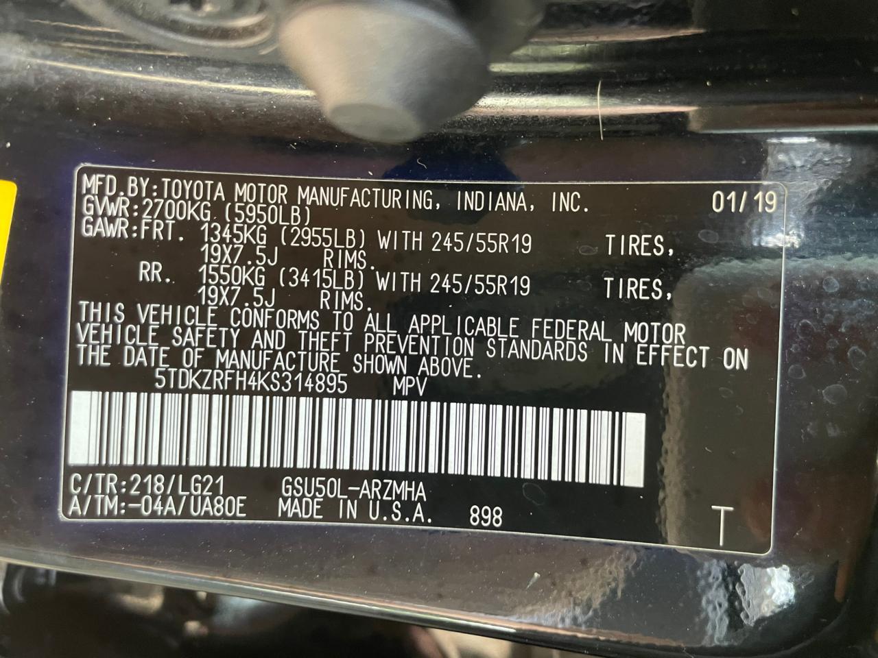 Toyota Highlander SE FWD V6 2019