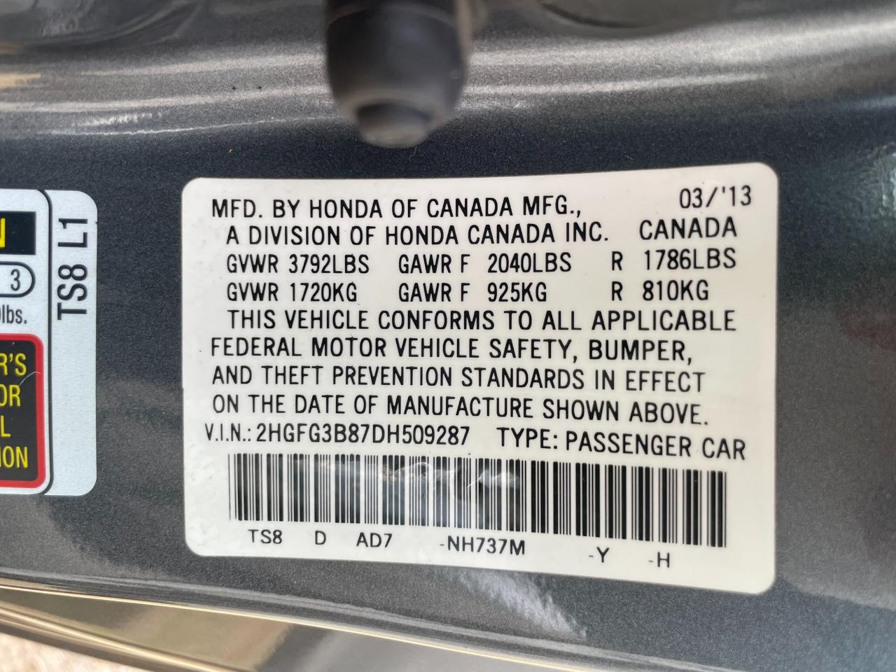 Honda Civic EX Coupe 5-Speed AT 2013