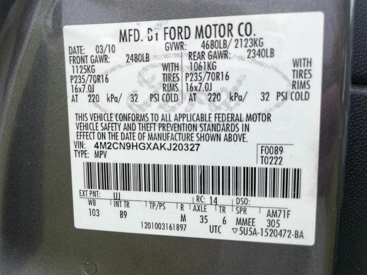 Mercury Mariner Premier V6 4WD 2010