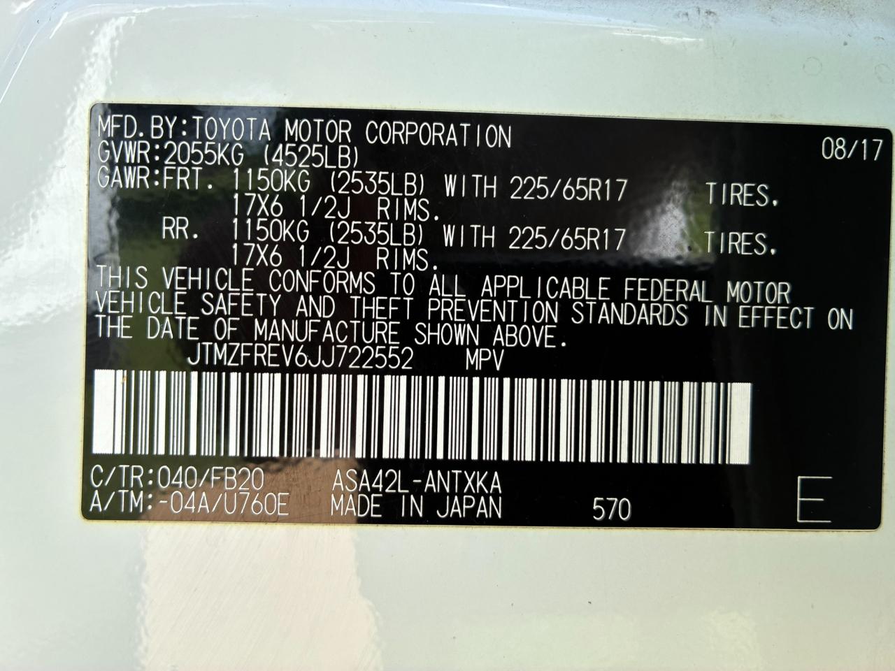 Toyota RAV4 LE FWD 2018