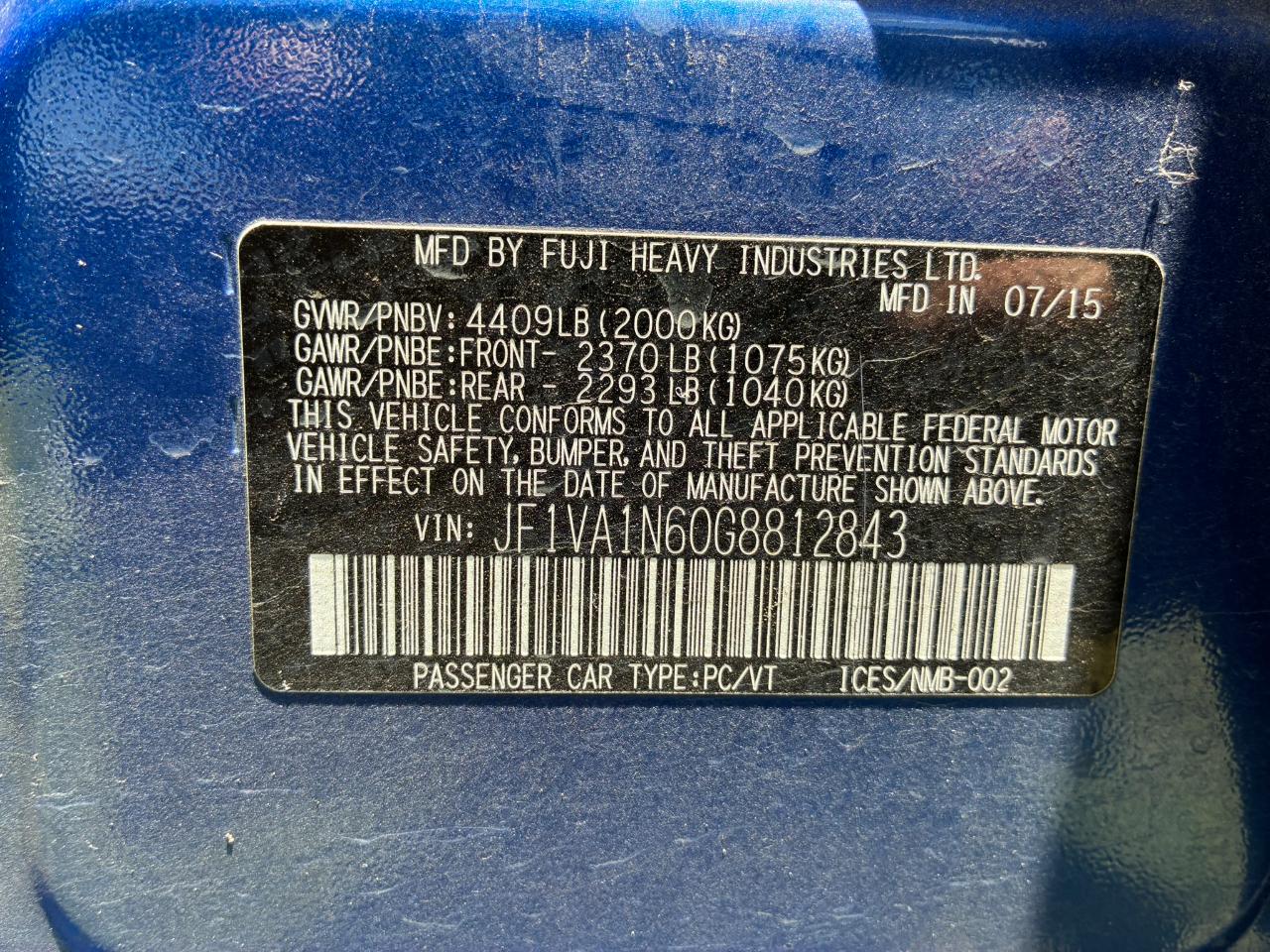 Subaru WRX Limited CVT 2016