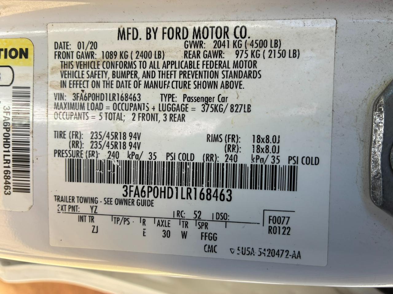 Ford Fusion SE 2020
