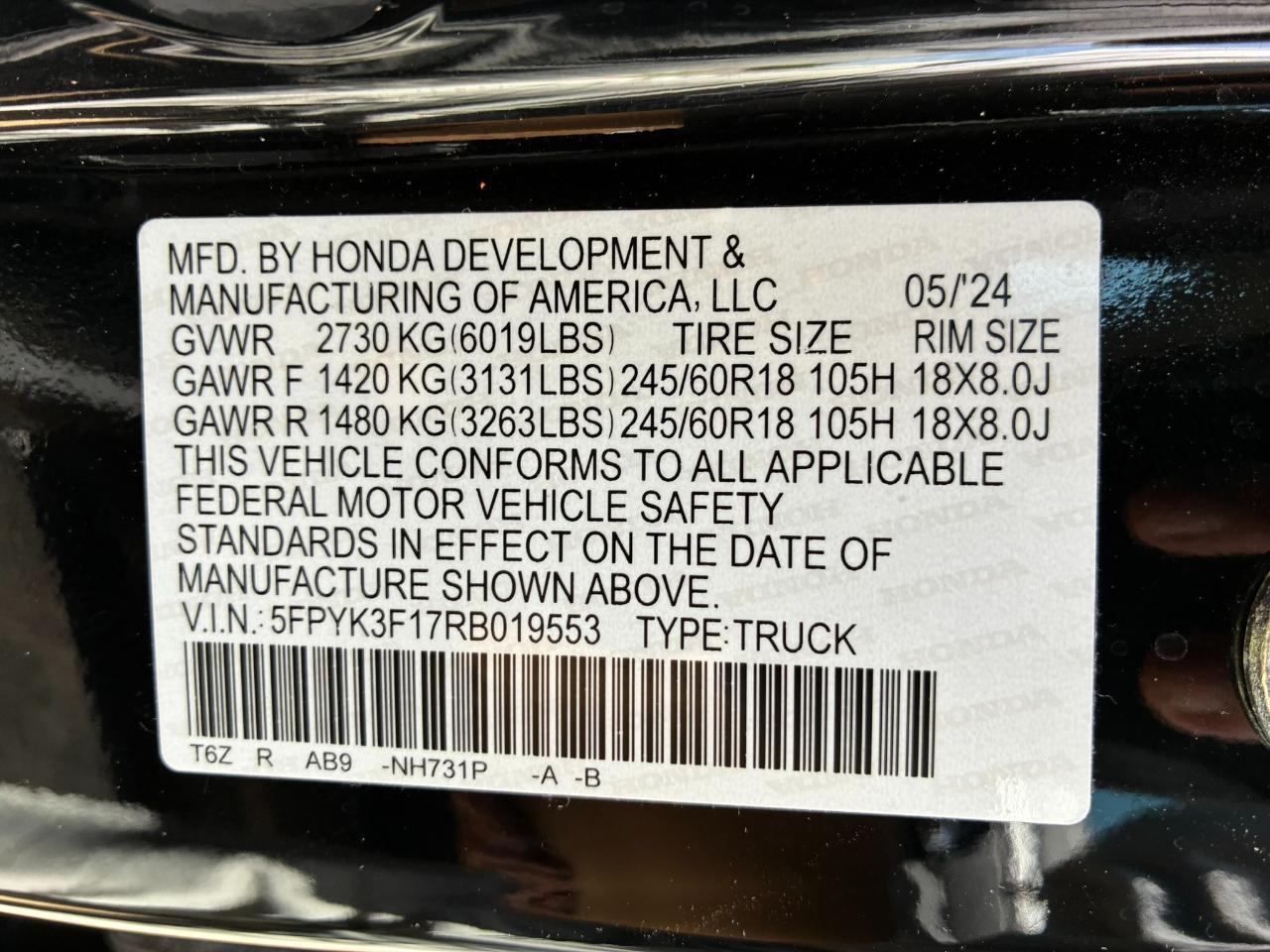 Honda Ridgeline Sport 2024