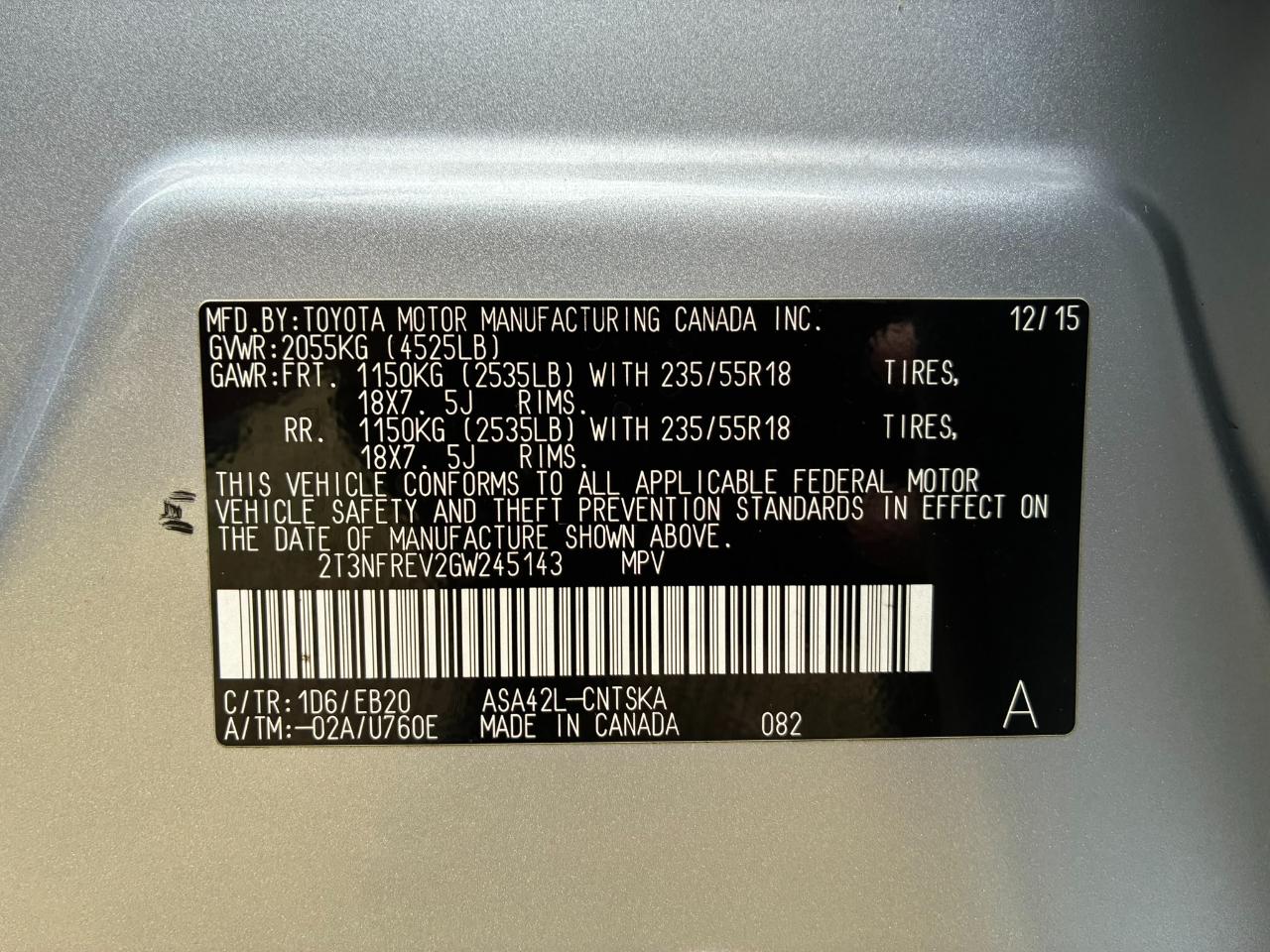 Toyota RAV4 SE FWD 2016