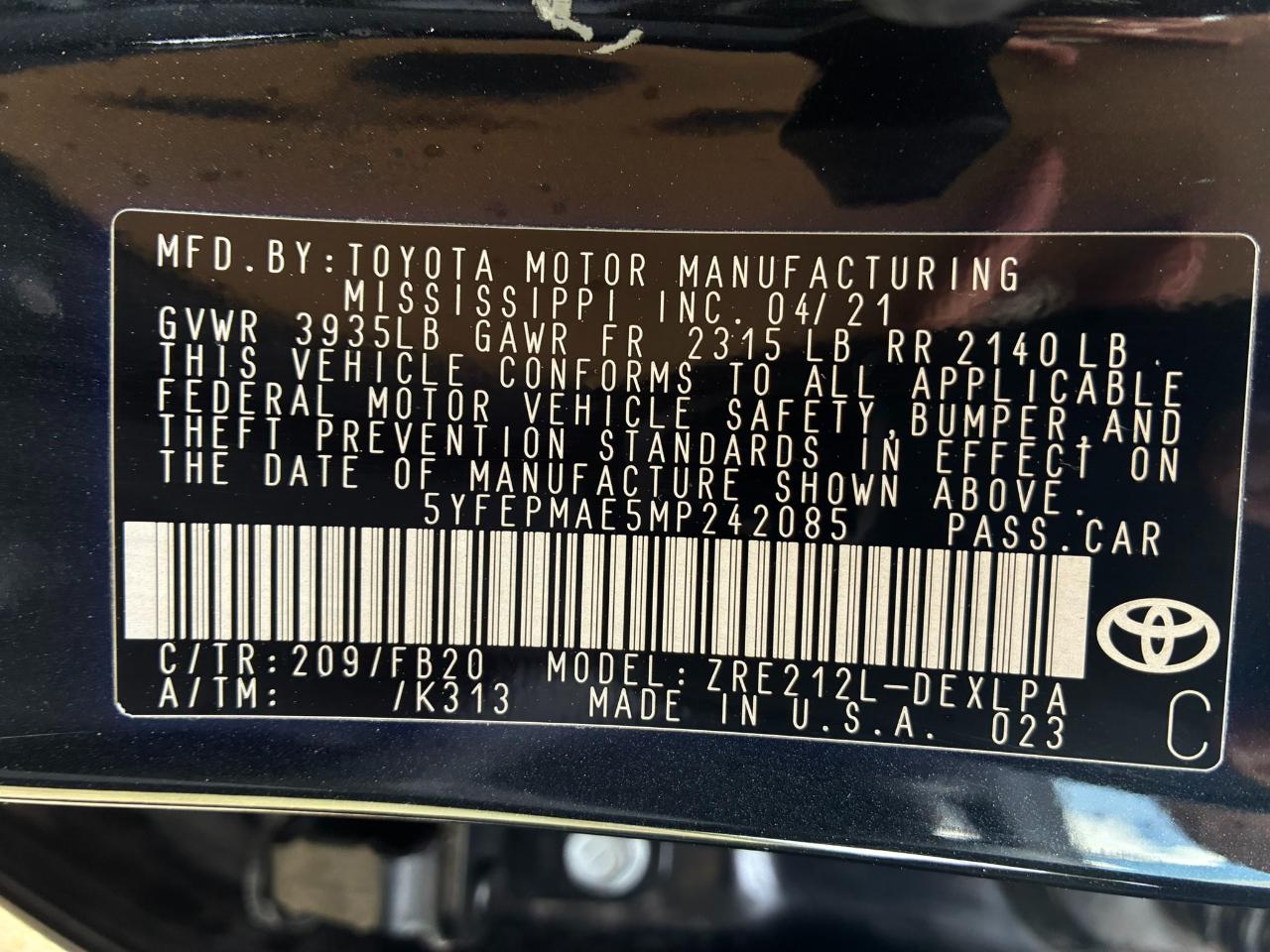 Toyota Corolla LE 2021