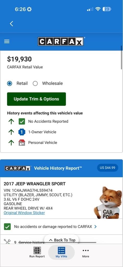 Jeep Wrangler Sport 4WD 2017