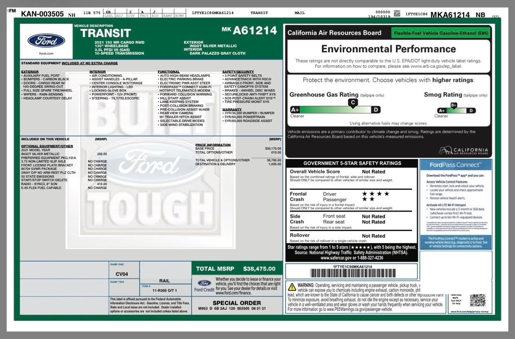 Ford Transit 150 Van Med. Roof w/Sliding Pass. 130-in. WB 2021