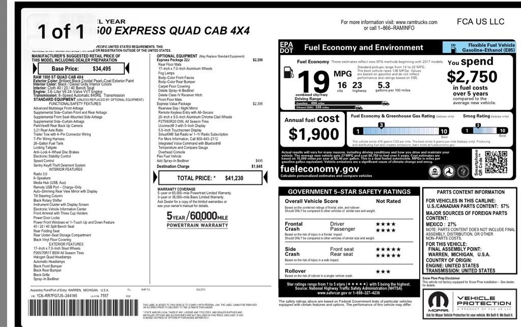 RAM 1500 Tradesman Quad Cab 4WD 2018