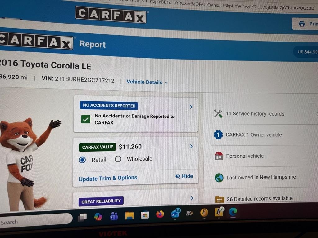 Toyota Corolla LE CVT 2016