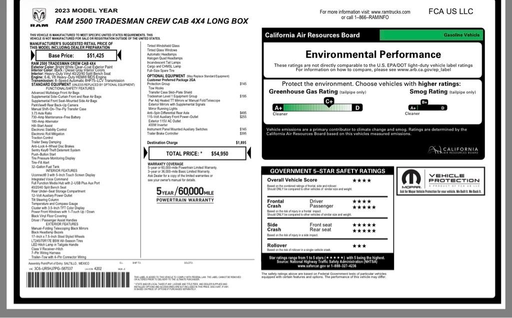 RAM 2500 Tradesman Crew Cab LWB 4WD 2023