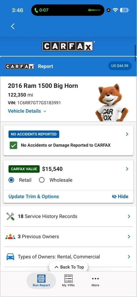 RAM 1500 SLT Quad Cab 4WD 2016