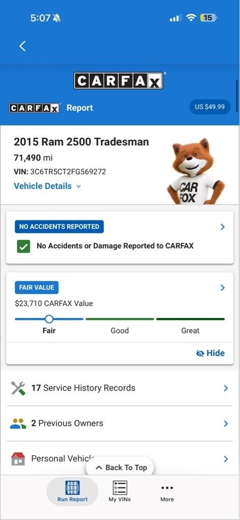 RAM 2500 Tradesman Crew Cab SWB 4WD 2015